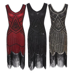 Damen Erwachsene Flapper Kleider Charleston Kleid Voller Pailletten Retro 1920er Jahre Stil Motto Party Kleid