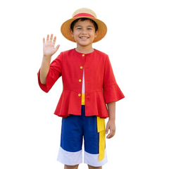 One Piece Kinder Luffy-Cosplay-Kostüm Halloween Karneval Partys