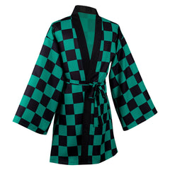 Demon Slayer: Kimetsu No Yaiba Kamado Tanjirou 3D Druck Umhang Erwachsene Unisex Haori mit Ohrringe