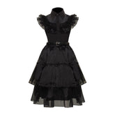 Kinder Mädchen Addams Mittwoch Kleid ärmellos schwarz Kleid