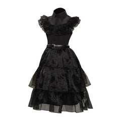 Kinder Mädchen Addams Mittwoch Kleid ärmellos schwarz Kleid