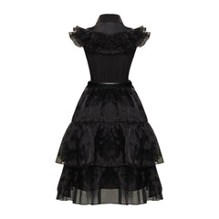 Kinder Mädchen Addams Mittwoch Kleid ärmellos schwarz Kleid