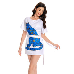 ABBA 70er Jahr Kleid Retro Style Damen Kleid Sommer kurzarm Outfits