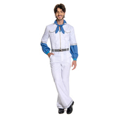 Herren Cosplay Kostüm Jumpsuit Outfits Halloween Karneval Anzug ABBA Benny Anderson Retro Style
