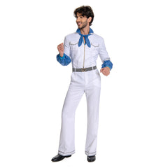 Herren Cosplay Kostüm Jumpsuit Outfits Halloween Karneval Anzug ABBA Benny Anderson Retro Style