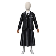 Kinder Mädchen Kostüm Mittwoch Addams in blauer Schuluniform Halloween Cosplay Outfit mit Rock