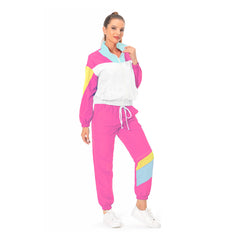 Jogginganzug 80er/90er Jahre Erwachsene Karneval Party rosa weiß Halloween Kostüm