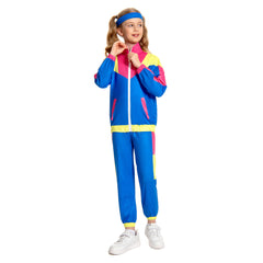 Kinder 80er Cosplay Kostüm Outfits Halloween Karneval Anzug Retro Trainingsanzug