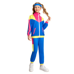 Kinder 80er Cosplay Kostüm Outfits Halloween Karneval Anzug Retro Trainingsanzug