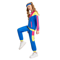 Kinder 80er Cosplay Kostüm Outfits Halloween Karneval Anzug Retro Trainingsanzug