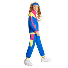 Kinder 80er Cosplay Kostüm Outfits Halloween Karneval Anzug Retro Trainingsanzug