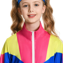 Kinder 80er Cosplay Kostüm Outfits Halloween Karneval Anzug Retro Trainingsanzug