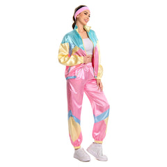 Damen 80er Jahre Kostüm Cosplay Kostüm Outfits Halloween Karneval Party Anzug 2 Stück Windbreaker Outfits 80er Jahre Trainingsanzug