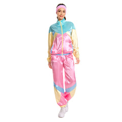 Damen 80er Jahre Kostüm Cosplay Kostüm Outfits Halloween Karneval Party Anzug 2 Stück Windbreaker Outfits 80er Jahre Trainingsanzug