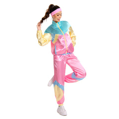 Damen 80er Jahre Kostüm Cosplay Kostüm Outfits Halloween Karneval Party Anzug 2 Stück Windbreaker Outfits 80er Jahre Trainingsanzug