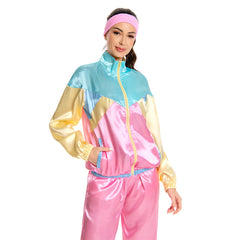 Damen 80er Jahre Kostüm Cosplay Kostüm Outfits Halloween Karneval Party Anzug 2 Stück Windbreaker Outfits 80er Jahre Trainingsanzug