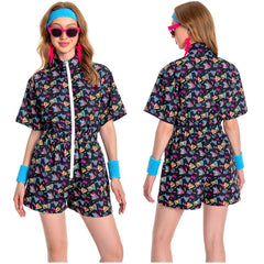 Damen 2 Stück Outfits 80er 90er Jahre Trainingsanzüge Set Jogginganzüge Kostüm Outfits Halloween Karnevalsanzug