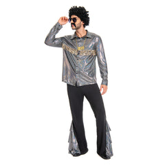 Herren Disco 70er Cosplay Kostüm Outfits Halloween Karneval Anzug glänzend