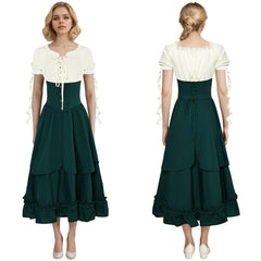 Damen Mittelalter Cosplay Kostüm Outfits Halloween Karneval Anzug Kleid