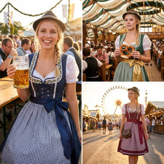 Damen blau rot Oktoberfest Kleid Cosplay Kostüm Outfits Halloween Faschingskostüm Münchner Bierfest