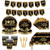 2025 Neujahrsparty Geschirr Set Einweg Party Tischtuch Prop