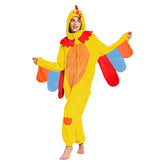 Erwachsene Unisex Gelber Truthahn Tier kostüm grün Schlafanzug einteiliger Pyjama