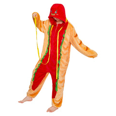 Erwachsene Unisex Hotdog kostüm grün Schlafanzug einteiliger Pyjama