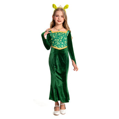 Kinder Mädchen Shrek Prinzessin-Fiona Kleid Cosplay Kostüm Outfits Party Verkleidung Anzug