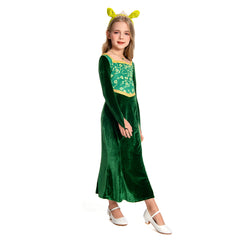 Kinder Mädchen Shrek Prinzessin-Fiona Kleid Cosplay Kostüm Outfits Party Verkleidung Anzug
