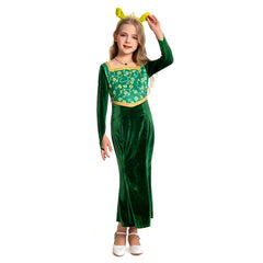 Kinder Mädchen Shrek Prinzessin-Fiona Kleid Cosplay Kostüm Outfits Party Verkleidung Anzug
