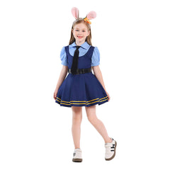 Kinder Mädchen Zootopia Judy Hopps Kleid Cosplay Halloween Karneval Kostüm