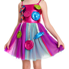 Kinder Mädchen Süßigkeit Cosplay Kostüm Outfits Fantasia Halloween Karneval Party