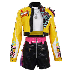 Kinder Mädchen Rumi Cosplay Kostüm Perücke Ohrringe Halloween Karneval Party Anzug