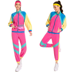 80er Retro Disco Kostüme Halloween Damen Halloween Karneval Trainingsanzug