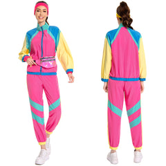 80er Retro Disco Kostüme Halloween Damen Halloween Karneval Trainingsanzug