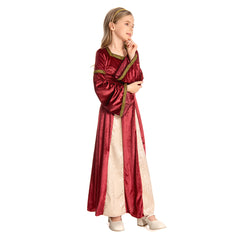 Kinder Retro Medieval Mädchen Kleid Rot Partykleid Kostüm Outfits Halloween Karneval Party Anzug