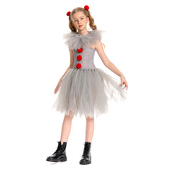 Mädchen Tülle Kleid Pennywise Hochzeit Partykleid Geburstag Festkleid Ärmellos Kostüm