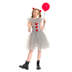 Mädchen Tülle Kleid Pennywise Hochzeit Partykleid Geburstag Festkleid Ärmellos Kostüm