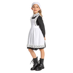 Kinder Mädchen Thanksgiving 17. Jahrhundert Kolonialstil Pilger Hirtenmädchen Kleid Cosplay Kostüm Outfits Halloween Karneval Anzug