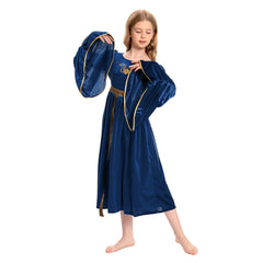 Kinder Mädchen blau Retro Mittelalterliches Palast Prinzessin Kleid Cosplay Kostüm Outfits Halloween Karneval Anzug