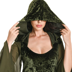 Damen Mittelalter Kleid mit Kapuze Halloween Karneval Cosplay Kleid
