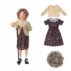 Kinder Welttag des Buches Opa Oma Großeltern Cosplay Kostüm Outfits Halloween Karneval Anzug