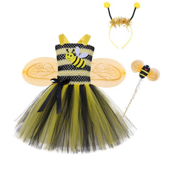 Kinder Mädchen TUTU Kleid Bienenflügel Set Mesh Rock Cosplay Kostüm Outfits Halloween Karneval Anzug