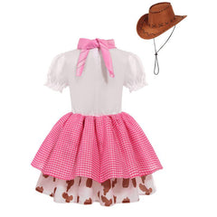 Kinder Kleid Western-Cowgirl-Rock für Mädchen – Halloween-Set aus rosa Jeansstoff – Festtags- und Party-Kostüm