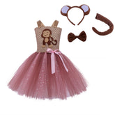Kinder Mädchen TUTU Kleid Affe Set Mesh Rock Cosplay Kostüm Outfits Halloween Karneval Anzug Affenkostüm