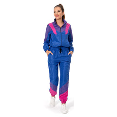 Damen 80S 90S Retro Hip-Hop Cosplay Kostüm Erwachsene Jacke Hose Sportbekleidung Outfits Halloween Karneval Party Anzug Trainingsanzug