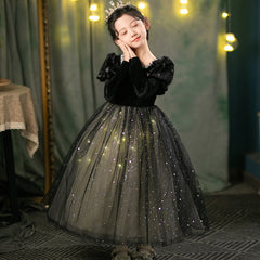 Kinder Mädchen Kleid Prinzessin Kleid High-End-Samt Geburtstag Geschenk