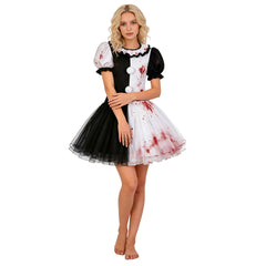 Damen Clown Kleid Terrifier-Cosplay-Kostüm für Halloween, Karneval und Partys