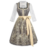 Aufwendig verarbeitetes Damen Dirndl-Kostüm mit Spitzenmieder - Bayerisches Trachtenkleid für Oktoberfest, Fasching & Halloween