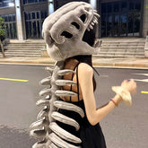 Lustiger Dinosaurier-Skelett-Kopfbedeckung Plüschtier für Erwachsene & Kinder – Perfekt für Cosplay, Karneval & Mottopartys